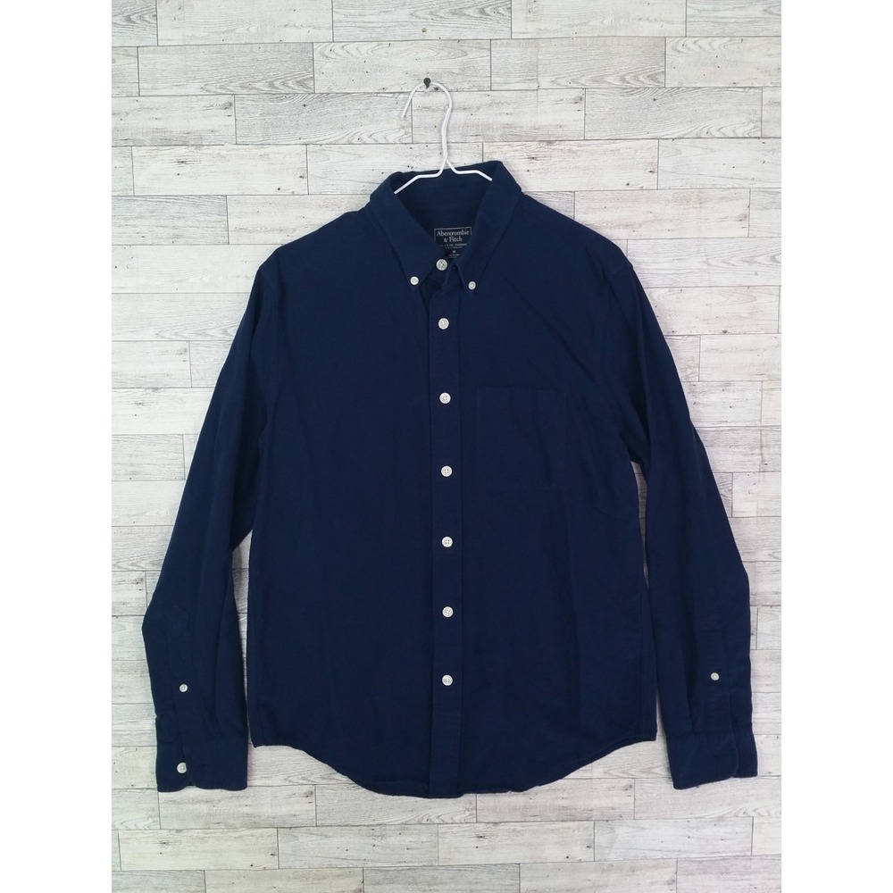 Abercrombie Fitch Button Down Dress Shirt Long Sleeve Size M Navy Blue